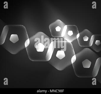 Glühendes Glas transparent pentagans, geometrische abstrakte digitale Hintergrund. Glühendes Glas transparent pentagans, geometrische abstrakte digitale Hintergrund. Vector Illustration Stock Vektor