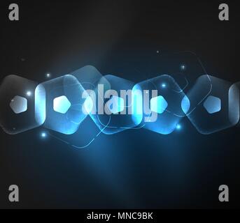 Glühendes Glas transparent pentagans, geometrische abstrakte digitale Hintergrund. Leuchtende blaue Glas transparent pentagans, geometrische abstrakte digitale Hintergrund. Vector Illustration Stock Vektor