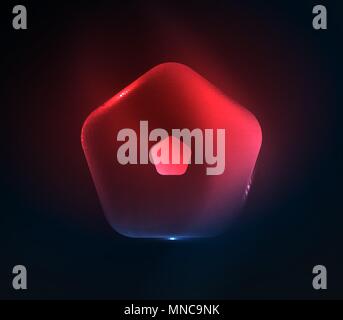Glühendes Glas transparent pentagans, geometrische abstrakte digitale Hintergrund. Leuchtend rote Glas transparent pentagans, geometrische abstrakte digitale Hintergrund. Vector Illustration Stock Vektor