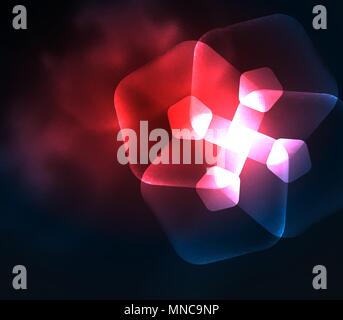 Glühendes Glas transparent pentagans, geometrische abstrakte digitale Hintergrund. Leuchtend rote Glas transparent pentagans, geometrische abstrakte digitale Hintergrund. Vector Illustration Stock Vektor