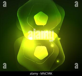 Glühendes Glas transparent pentagans, geometrische abstrakte digitale Hintergrund. Leuchtenden grünen Glas transparent pentagans, geometrische abstrakte digitale Hintergrund. Vector Illustration Stock Vektor