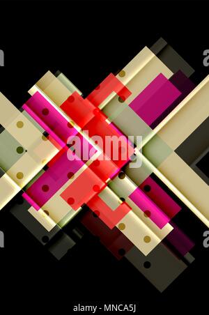 Bunte Dreiecke und Pfeile auf dunklem Hintergrund. Bunte Dreiecke und Pfeile auf dunklem Hintergrund. Vector Illustration Stock Vektor
