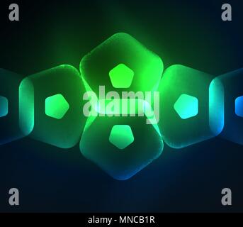 Glühendes Glas transparent pentagans, geometrische abstrakte digitale Hintergrund. Glühendes Glas transparent pentagans, geometrische abstrakte digitale Hintergrund. Vector Illustration Stock Vektor