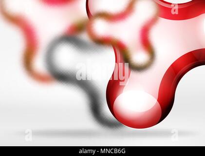 Vektor digitale 3D-Raum Blasen-, Glas- und metallische Effekte. Vektor digitale 3D-Raum rote Blase, Glas und metallische Effekte. Technologie Zusammenfassung Hintergrund Stock Vektor