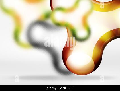 Vektor digitale 3D-Raum Blasen-, Glas- und metallische Effekte. Vektor digitale 3D-Raum orange Bubble, Glas und metallische Effekte. Technologie Zusammenfassung Hintergrund Stock Vektor