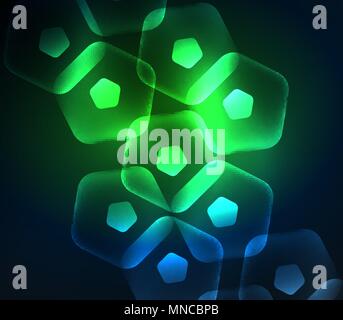 Glühendes Glas transparent pentagans, geometrische abstrakte digitale Hintergrund. Glühendes Glas transparent pentagans, geometrische abstrakte digitale Hintergrund. Vector Illustration Stock Vektor