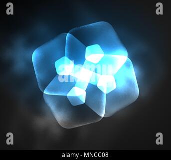 Glühendes Glas transparent pentagans, geometrische abstrakte digitale Hintergrund. Leuchtende blaue Glas transparent pentagans, geometrische abstrakte digitale Hintergrund. Vector Illustration Stock Vektor