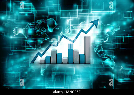 3D-rendering Business graph und Dokumente Stockfoto