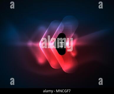 Futuristische neon leuchtende Pfeile techno Hintergrund. Futuristische neon leuchtende Pfeile techno Hintergrund, abstrakten 3d-Technologie. Transparente Richtung Formen auf Farbe Hintergrund. Geometrische minimal abstrakt Hintergrund mit Lichteffekten Stock Vektor