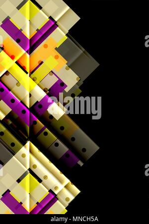 Bunte Dreiecke und Pfeile auf dunklem Hintergrund. Bunte Dreiecke und Pfeile auf dunklem Hintergrund. Vector Illustration Stock Vektor