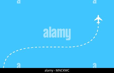 Antenne Hintergrund Konzept. Flugzeug - Symbol und gepunktete Linie Flugzeug Pfad Stock Vektor