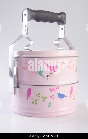 Essen Container Tiffin oder essen Träger auf Hintergrund Stockfoto