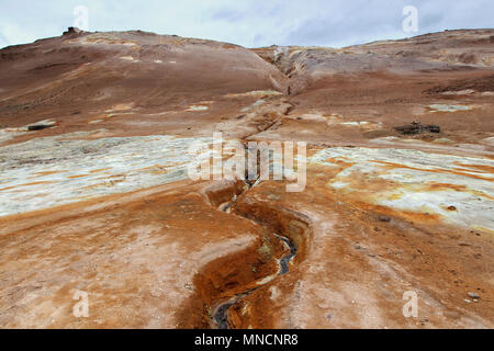 Fumarolen, Solfatars, solfatara Feld am Vulkan Námafjall, Schlamm Topf, hohe Temperatur Námaskarð oder Namskard Stockfoto