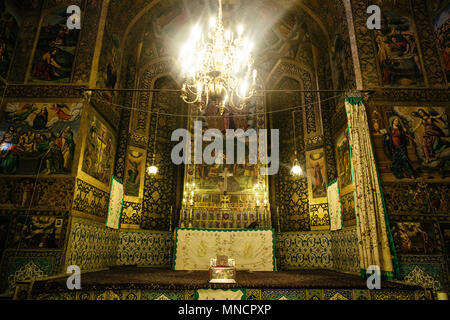 Isfahan, Iran - 15. Oktober 2017: Armenische Fresko in der vank Kathedrale. Stockfoto