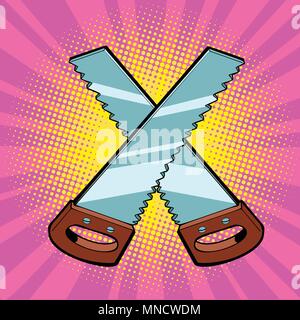 Hand sah Werkzeug, Tischler Symbol Stock Vektor