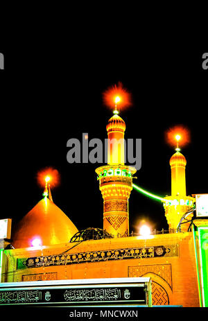 Schrein des Imam Hussain ibn Ali bei Nacht 01-11-2011 Karbala, Irak Stockfoto