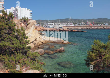 Bucht Coves Blanques. San Antonio, Ibiza, Spanien Stockfoto