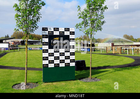 Fakenham Rennbahn, Zeichen, Paddock, Pferderennen, Norfolk, England, Großbritannien Stockfoto