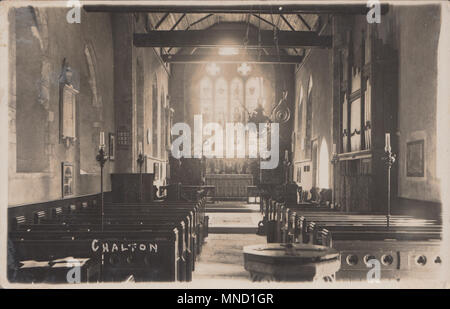 Vintage Foto Der Innenraum von St. Michael and All Angels Church, Chalton, Hampshire, Großbritannien Stockfoto