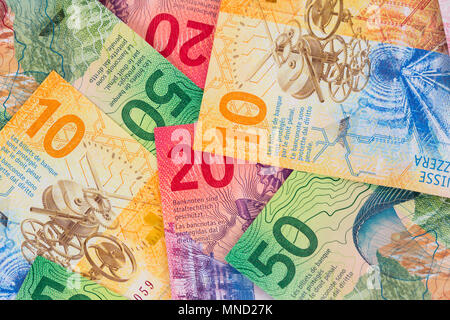 Sammlung der neue Schweizer Banknoten (2017) Stockfoto
