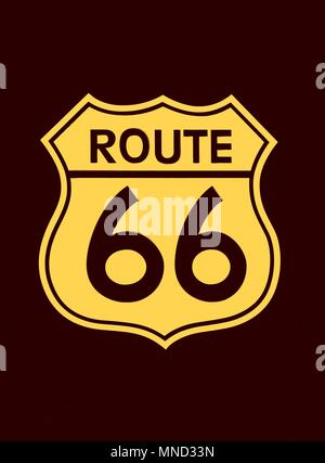 Reise USA Zeichen der Route 66. American Road Symbol. Stockfoto