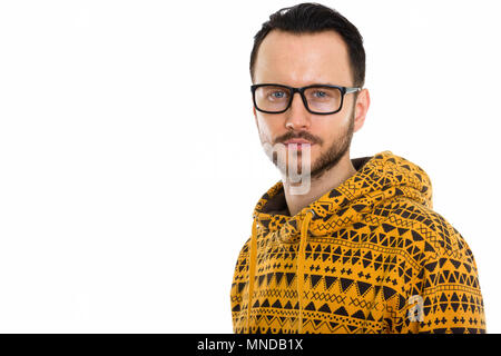 Studio shot des jungen Mannes Brillen tragen Stockfoto