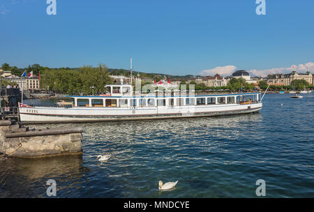 Zürich, Schweiz - 11. Mai 2018: See Zürich, Blick von der Stadt Zürich Stockfoto