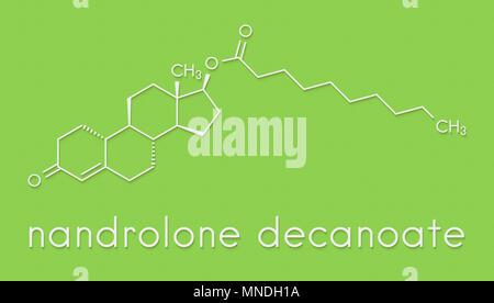 Nandrolon decanoat anabole Steroid Droge Molekül. Auch im Sport Doping verwendet. Skelettmuskulatur Formel. Stockfoto