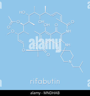 Rifabutin tuberkulosedroge Molekül. Skelettmuskulatur Formel. Stockfoto