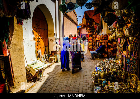 Allgemeine Szene in der Medina in Marrakesch, Marokko, Nordafrika Stockfoto