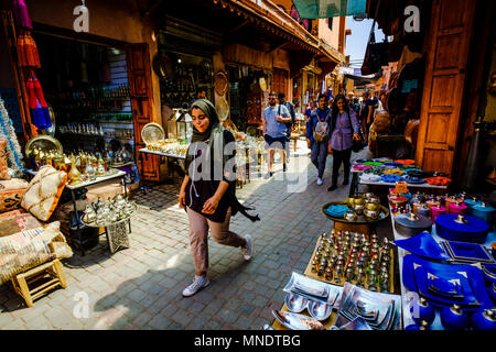 Allgemeine Szene in der Medina in Marrakesch, Marokko, Nordafrika Stockfoto