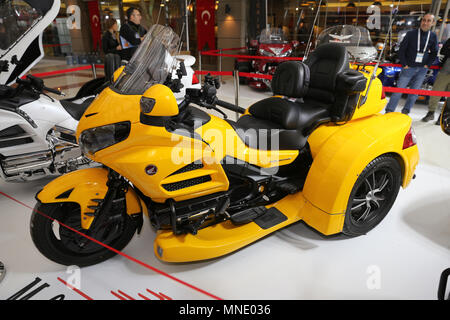 ISTANBUL, Türkei - 25. FEBRUAR 2018: Honda Gold Wing auf der Motorrad Messe in Istanbul Istanbul Stockfoto