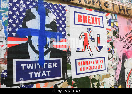London, Großbritannien. 16. Mai 2018. Ein satirisches Plakat in Brick Lane East London macht Spaß von Brexit Credit: Amer ghazzal/Alamy leben Nachrichten Stockfoto