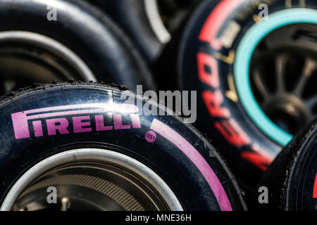 Circuit de Barcelona, Barcelona, Spanien. 16 Mai, 2018. In der Saison test Barcelona; Details des Pirelli Reifen verwendet zur Prüfung der: Aktion plus Sport/Alamy leben Nachrichten Stockfoto