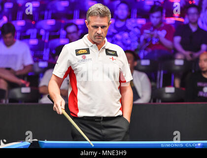 Shanghai, China. 16 Mai, 2018. England's Mark Gray beim World Cup of POOL 2018: Runde 1 - England vs Südkoreanischen an Luwan (Gymnasium) Arena am Mittwoch, den 16. Mai 2018. SHANGHAI, China. Credit: Taka Wu/Alamy leben Nachrichten Stockfoto