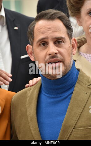 15. Mai 2018, Deutschland, Köln: Schauspieler Moritz Bleibtreu bei einer Pressekonferenz auf dem Set des Films "Ich krieg noch Gedenkbuch in New York" (Lit. Ich war noch niemals in New York" wurde. Foto: Horst Galuschka/dpa Stockfoto