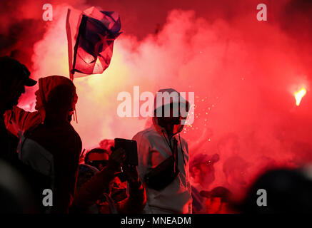 Marseille Fans während der UEFA Europa League Finale zwischen Marseille und Atletico Madrid im Parc Olympique Lyonnais Mai in Lyon, Frankreich 16 2018. (Foto von Leila Coker/phcimages.com) Stockfoto