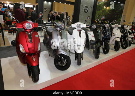 ISTANBUL, Türkei - 25. FEBRUAR 2018: Motorroller auf der Motorrad Messe in Istanbul Istanbul Stockfoto