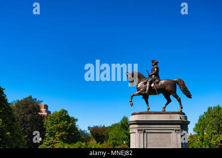 Boston, Massachusetts, USA - 12. September 2016: Boston Public Gardens George Washington Bronzestatue Thomas Ball eine Amerikanische sculptorspent 4 Jahre Stockfoto