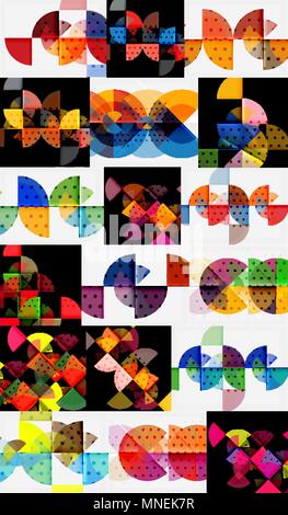 Minimalistische geometrische Banner gesetzt. Minimalistische geometrische Dreieck und Kreis Banner gesetzt. Vektor abstrakte Hintergründe Stock Vektor