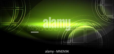 Techno Globus Konzept, neon leuchten Planeten. Techno Globus Konzept, neon leuchten Planeten auf dunklen abstrakte Farbe Hintergrund, Licht Effekte Stock Vektor