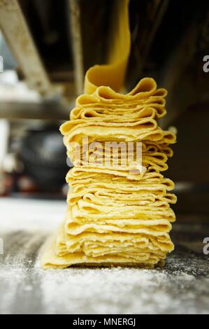 Frische Blätter von Nudeln Gemacht Stockfoto