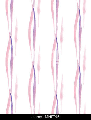 Nahtlose Muster von Rosa und Violett aquarell Streifen. Stockfoto