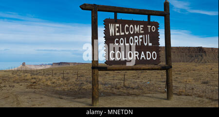 Willkommen toi Colorado Zeichen Stockfoto