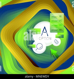 Drehende Wirbel quadratische Hintergrund, Farbe Rechtecke mit Stepping blending Effekt mit Probe Infografiken oder Slogan. Business Präsentation Vorlage. Vektor Zusammenfassung Hintergrund. Drehende Wirbel quadratische Hintergrund, Farbe Rechtecke mit Stepping blending Effekt mit Probe Infografiken oder Slogan. Business Präsentation Vorlage. Vektor Zusammenfassung Hintergrund mit 3d-Quadrat Effekt für Report Cover Design, Buch Front page Design, geometrische Poster, Business oder Party Flyer, Website oder Werbung Banner Stock Vektor