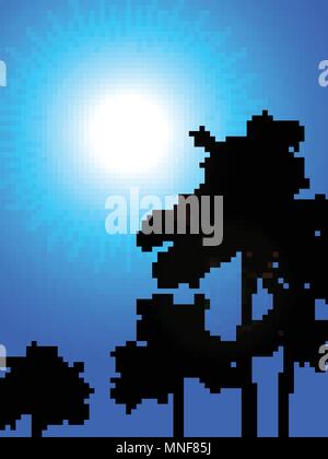 Palmen Schwarze Silhouetten über Blau sonnigen Himmel Hintergrund Stock Vektor