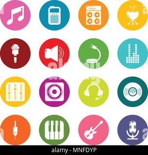 Recording Studio Symbole Symbole gesetzt bunte Kreise Vektor Stock Vektor