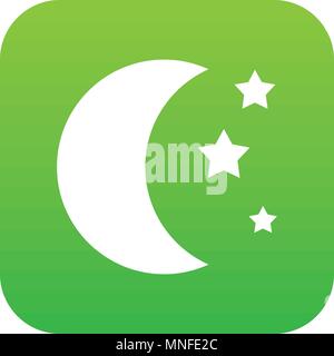 Mond und Sterne Symbol Digital Green Stock Vektor