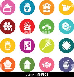 Imkerei Honig Icons Set bunte Kreise Vektor Stock Vektor