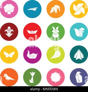 Origami Icons Set bunte Kreise Vektor Stock Vektor